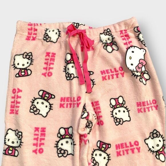 Hello Kitty Sanrio All Over Fuzzy Soft Touch Pajama Pants Womens size Large New - Picture 4 of 9